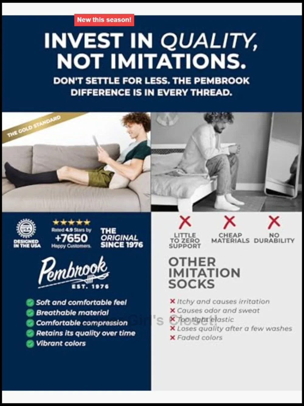 Cotton Light Compression Socks for Men & Women - 3 Pairs, 8-15 mmHg, Knee-High,